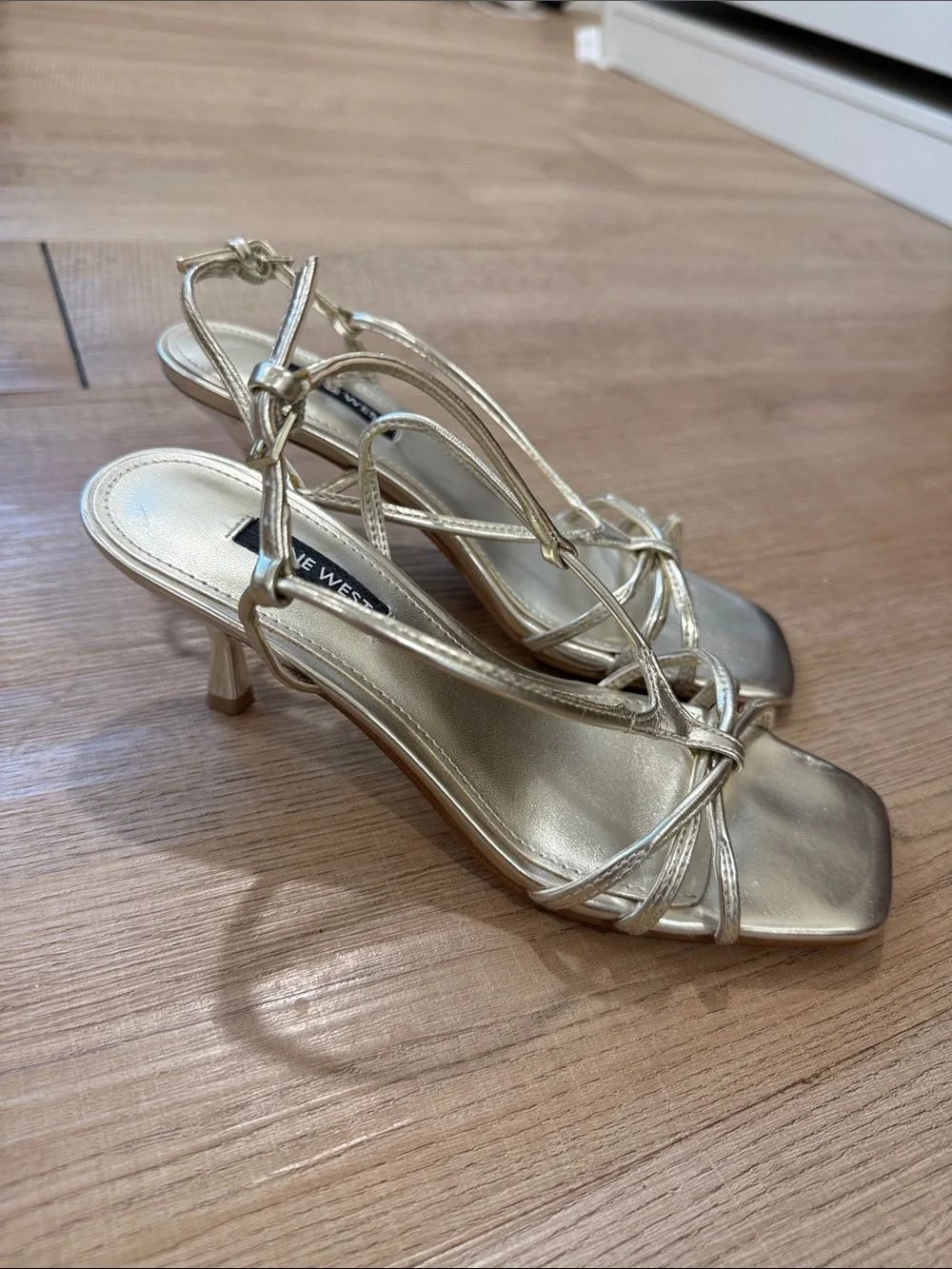 Nine West Metallic Gold Strappy Slingback Heels